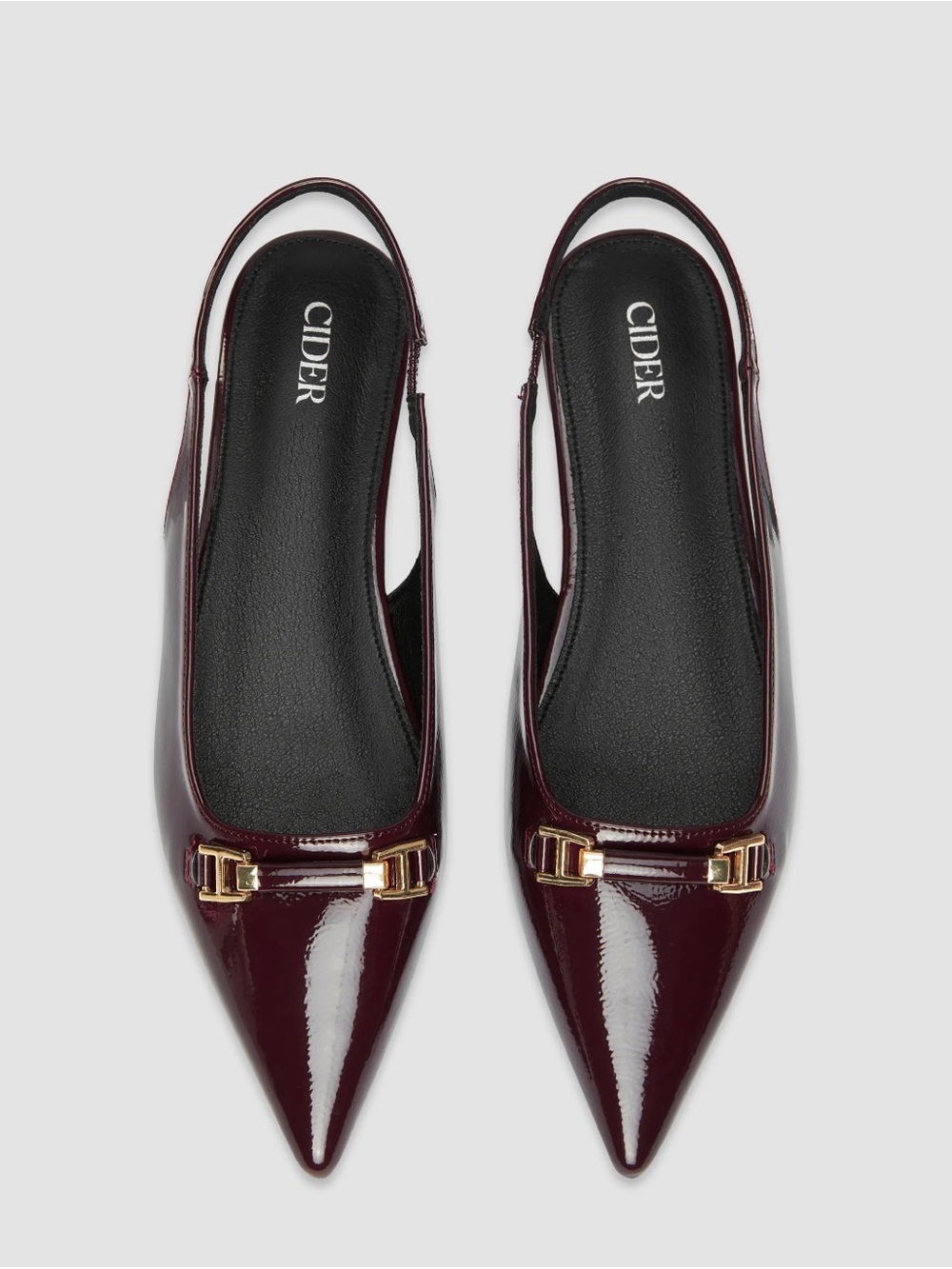 Cider Women's Burgundy Patent Pointed Slingback Flats